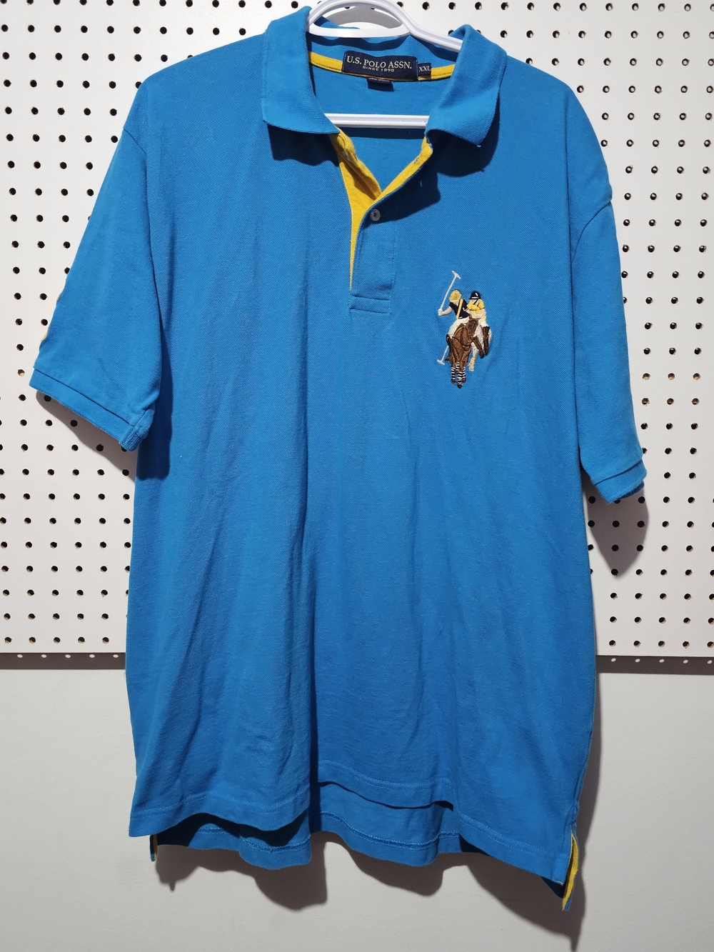 U.S. Polo Assn. Bright Blue Polo with Yellow Accents